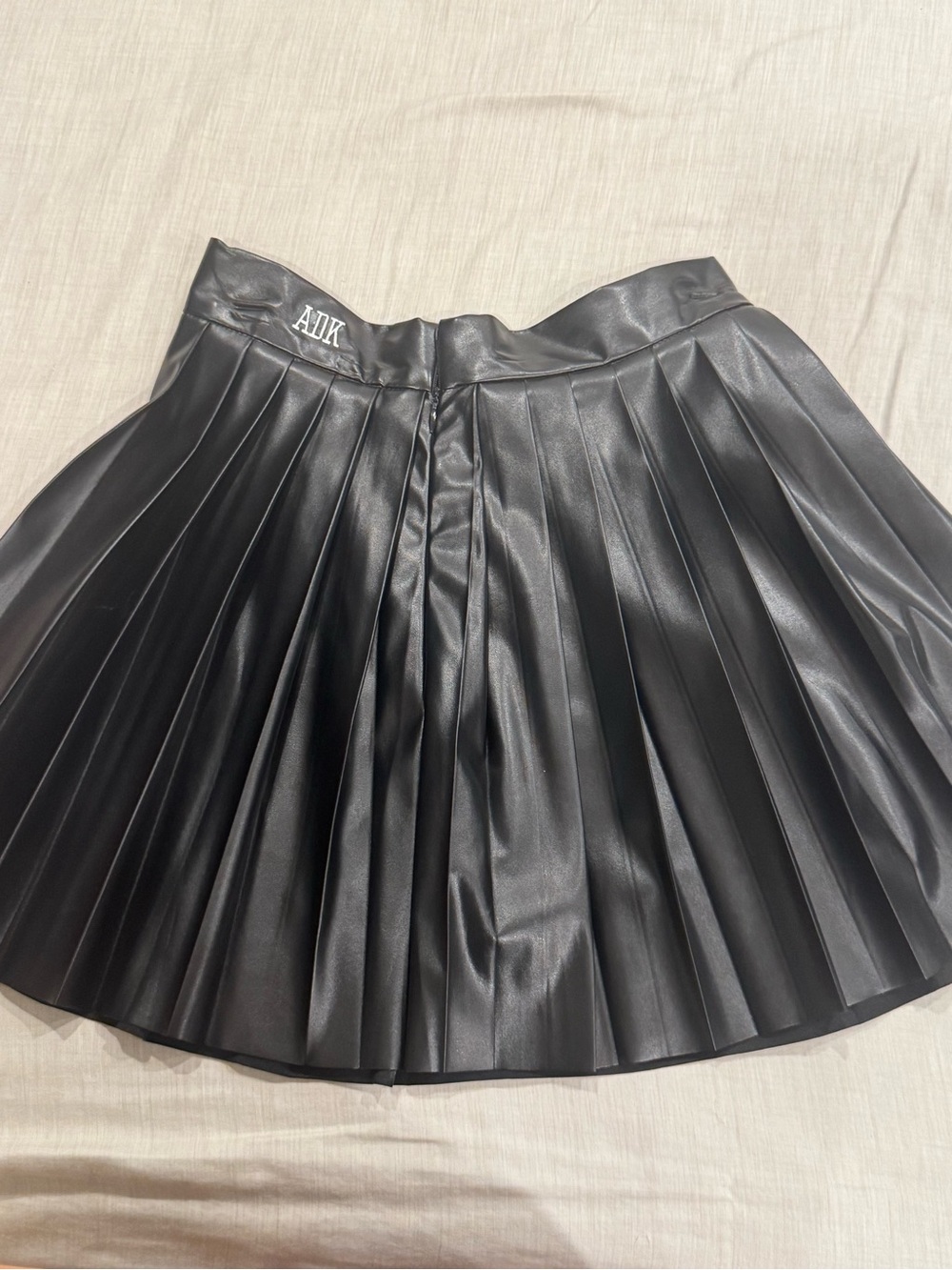 NWT Adika Black Pleated Faux Leather Tennis Skirt
